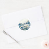  BLAUWE ZEEMEERMIN OCEAAN PRINT RONDE STICKER (Envelop)