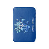 Blauwe zeemeermin oceaangolven personaliseren aang badmat (Voorkant Verticaal)