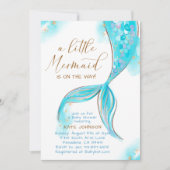 Blauwe zeemeermin onder het Zee Ocean Baby shower Kaart (Voorkant)