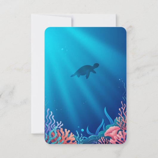 Blauwe zeemeermin onder het Zeeen Baby shower Bedankkaart (Achterkant)