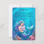 Blauwe zeemeermin onder het Zeeen Baby shower Bedankkaart (Voorkant)