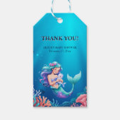 Blauwe zeemeermin onder het Zeeen Baby shower Cadeaulabel (Voorkant)