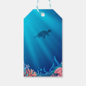 Blauwe zeemeermin onder het Zeeen Baby shower Cadeaulabel (Achterkant)