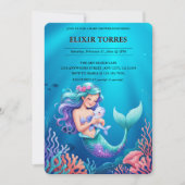Blauwe zeemeermin onder het Zeeen Baby shower Kaart (Voorkant)