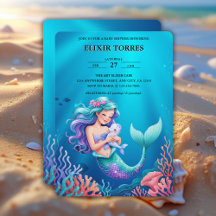 Blauwe zeemeermin onder het Zeeen Baby shower