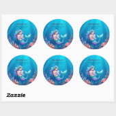 Blauwe zeemeermin onder het Zeeen Baby shower Ronde Sticker (Vel)