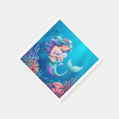 Blauwe zeemeermin onder het Zeeen Baby shower Servet (Hoek)