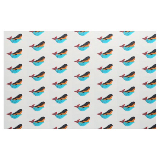 blauwe zeemeermin op wit stof (Fat Quarter)