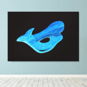 blauwe zeemeermin op zwart canvas afdruk (Insitu (Houten vloer))