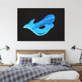 blauwe zeemeermin op zwart canvas afdruk (Insitu (Slaapkamer))