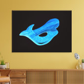 blauwe zeemeermin op zwart canvas afdruk (Insitu (Woonkamer))