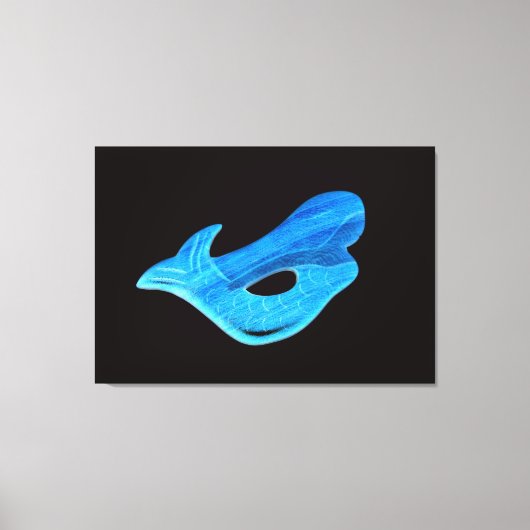blauwe zeemeermin op zwart canvas afdruk (Voorkant)