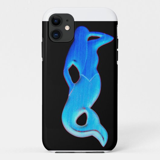 blauwe zeemeermin op zwart hoesje (Achterkant)