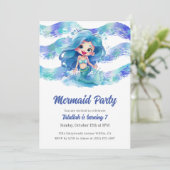 Blauwe Zeemeermin Partij Kaart (Staand voorkant)
