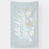 Blauwe Zeemeermin Party Meisjes Verjaardag Spandoek (Verticaal)