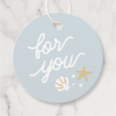 Blauwe Zeemeermin Party Zeeschelpen Zeesterren Dan Bedankjes Labels (Voorkant)