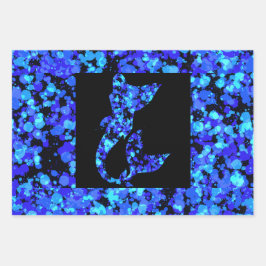 Blauwe zeemeermin Spatverf  Inpakpapier Vel