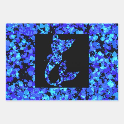 Blauwe zeemeermin Spatverf  Inpakpapier Vel (Voorkant 3)