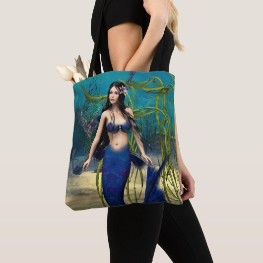 Blauwe Zeemeermin Tote Bag (Dichtbij)