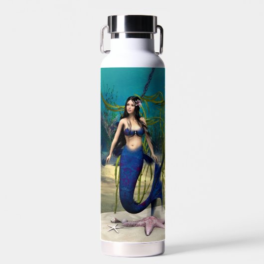Blauwe Zeemeermin Waterfles (Voorkant)