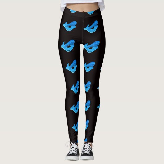 blauwe zeemeermin zwart leggings (Voorkant)
