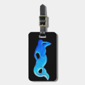 blauwe zeemeermin zwarte tag bagagelabel (Voorkant verticaal)