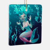 Blauwe Zeemeermin zwemt in de Oceaan Keramisch Ornament (Rechts)
