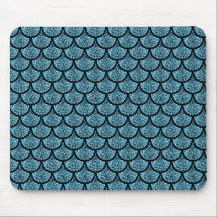 Blauwe zeemeermindel met glitter-effect muismat
