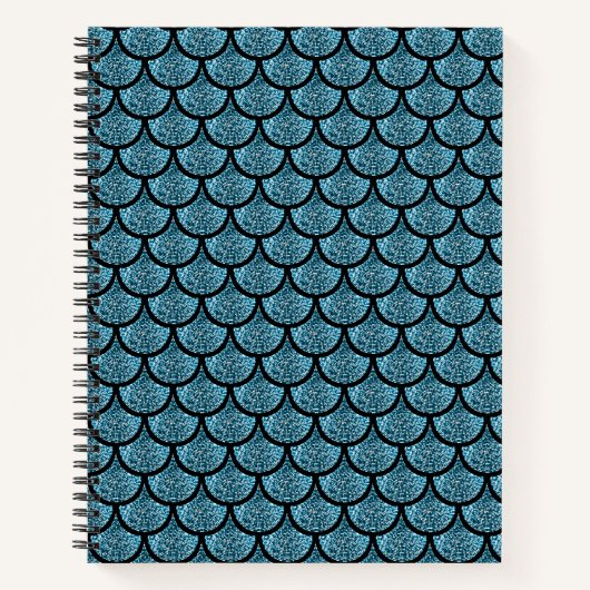 Blauwe zeemeermindel met glitter-effect notitieboek (Voorkant)
