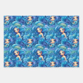 Blauwe zeemeerminnen inpakpapier vel (Voorkant 2)