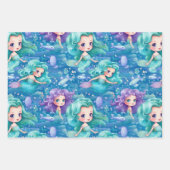 Blauwe zeemeerminnen inpakpapier vel (Voorkant)