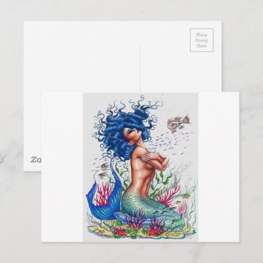 Blauwe zeemeervis briefkaart (Voorkant / Achterkant)