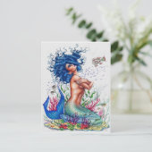 Blauwe zeemeervis briefkaart (Staand voorkant)