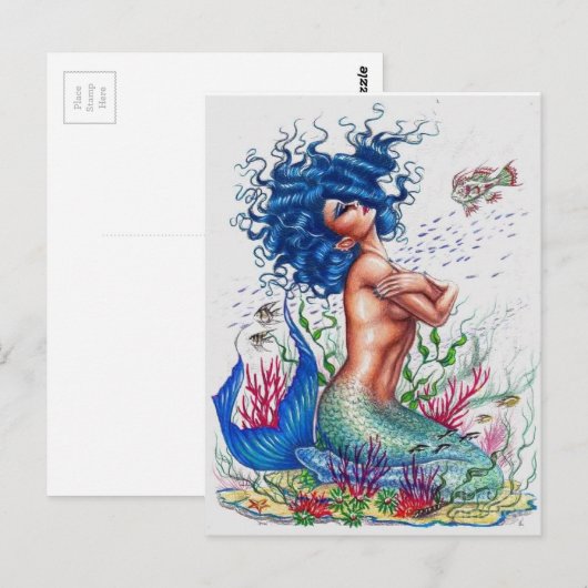 Blauwe zeemeervis briefkaart (Voorkant / Achterkant)