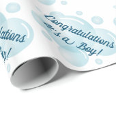 Blauwe zeep bubbles jongetje's baby shower cadeaupapier (Rol Hoek)