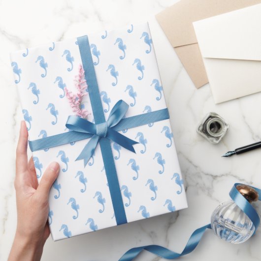 Blauwe Zeepaard Kustpatroon Inpakpapier (Geschenken)