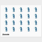Blauwe Zeepaard Waterverf Ronde Sticker (Vel)