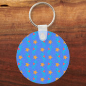 Blauwe Zeepaarden En Zeester Patroon Sleutelhanger (Voorkant)