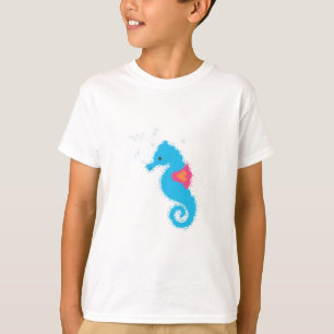 Blauwe Zeepaardje Cartoon T-shirt