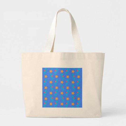 Blauwe zeepaardjes en goudstaarten grote tote bag (Voorkant)