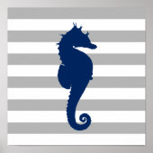 Blauwe zeepaardkorrel en witte strepen poster (Voorkant)