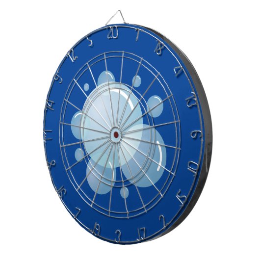 Blauwe zeepbel print dartboard dartbord (Voorkant Rechts)