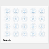 Blauwe Zeeschelp Bruiloftsfeest Ronde Sticker (Vel)