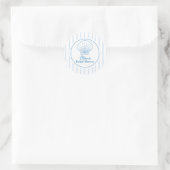 Blauwe Zeeschelp Bruiloftsfeest Ronde Sticker (Tas)