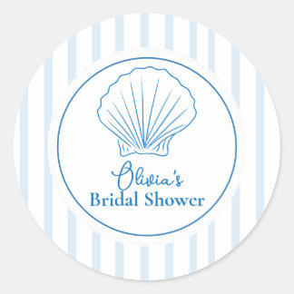 Blauwe Zeeschelp Bruiloftsfeest Ronde Sticker