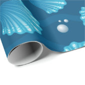 Blauwe zeeschelp en Zee parels Cadeaupapier (Rol Hoek)