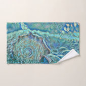 Blauwe zeeschelp in het schuimende zee schilderij bad handdoek (Handdoek)