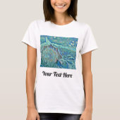Blauwe zeeschelp in het schuimende zee schilderij t-shirt (Voorkant)
