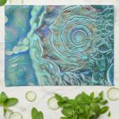 Blauwe zeeschelp in het schuimende zee schilderij theedoek (Gevouwen)