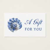 Blauwe zeeschelp logo cadeaubon visitekaartje (Voorkant)